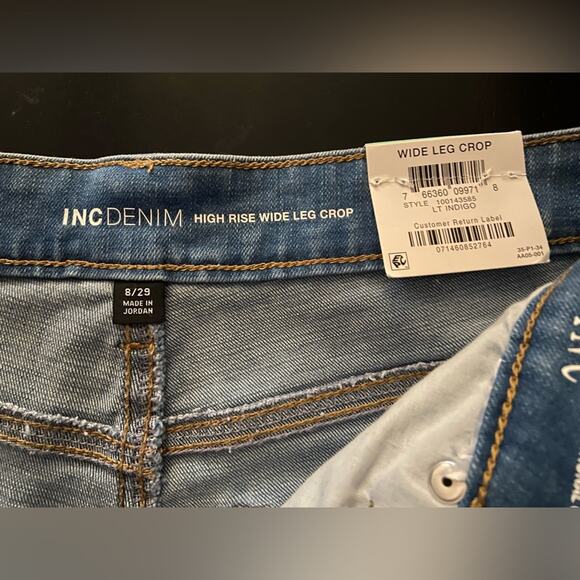INC INTERNATIONAL CONCEPTS Blue High Rise Wide Leg Crop Denim Jeans sz 8 (NWT) - Picture 8 of 10
